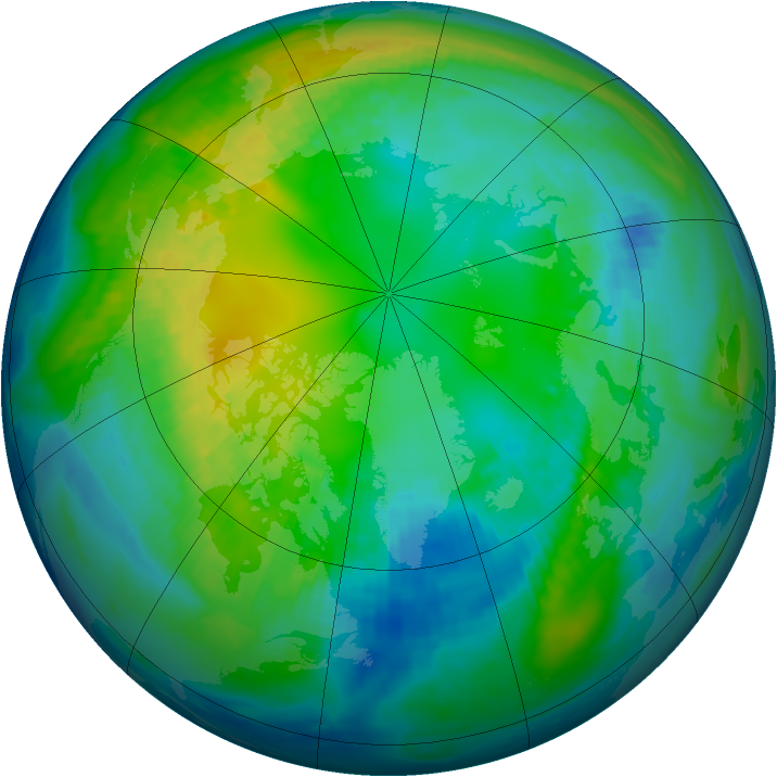 Arctic ozone map for 30 October 1987